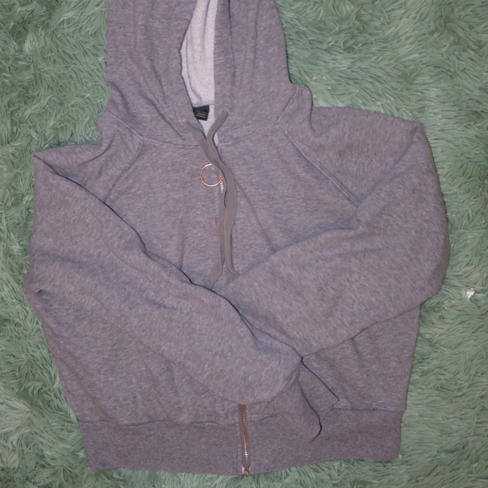 Wild Fable Cropped Grey Zip Up Hoodie